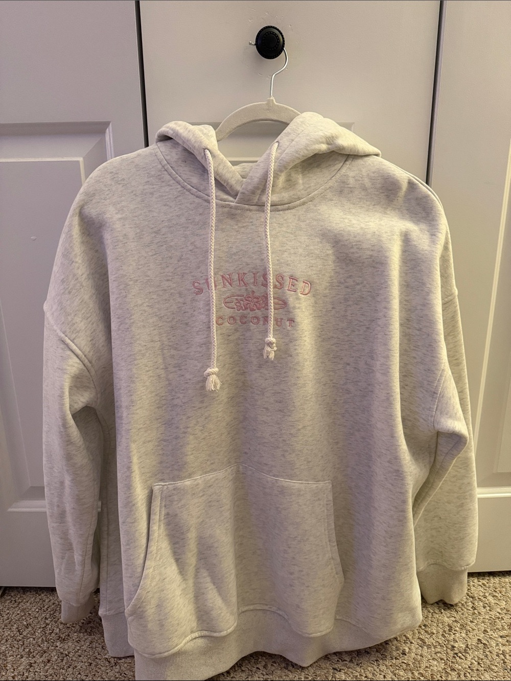 Sun-kissed Coconut Hoodie, pink and white